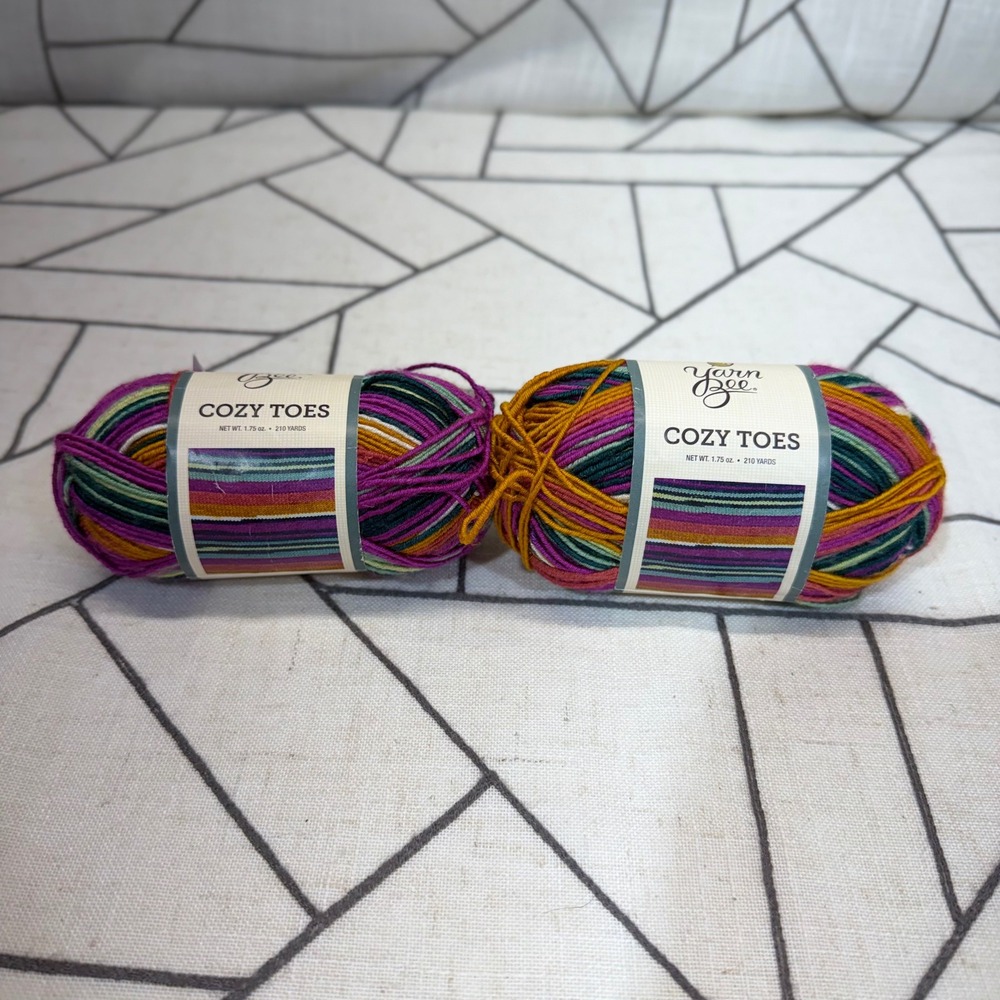 Yarn Bee Cozy Toes 1.75oz Monarch Flutters MultiColor Acrylic Blend Yarn 2 Skein
